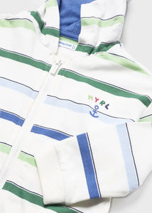 Vetoketjullinen raitacollege takki, l.valk./sininen/vihreä