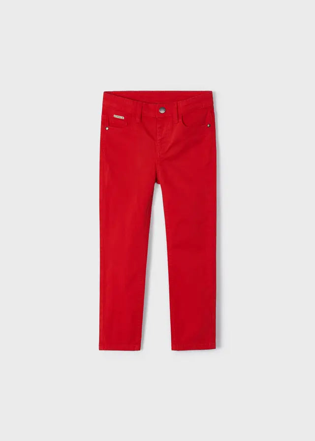 Perus 5-taskutwill housut, Punainen, Slim fit