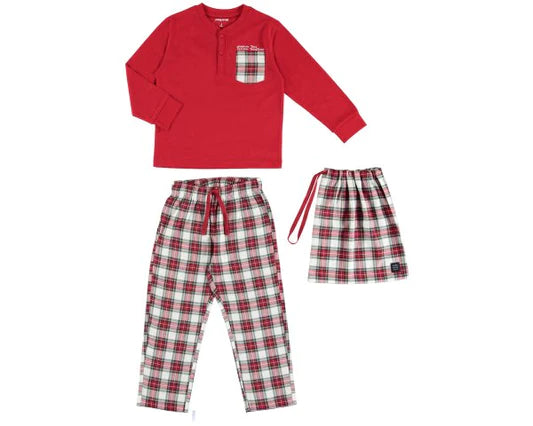 Pyjamasetti skottiruutu, punasinivalk.