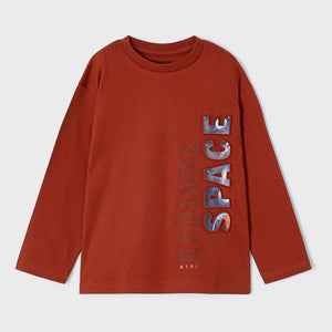 Pitkähihainen SPACE t-paita, punaruskea